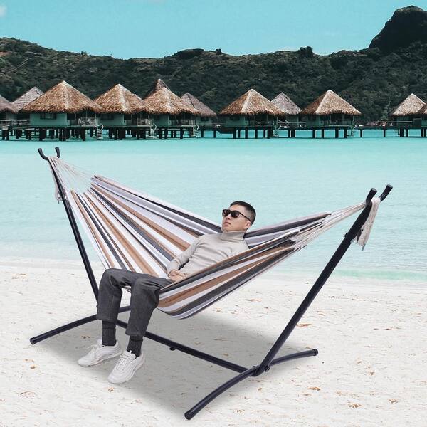 9.3 ft. Classic Cotton Hammock with Stand for 2 Person H