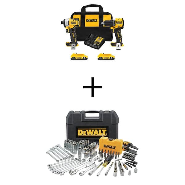 DEWALT ATOMIC 20V MAX Lithium-Ion Cordless Combo Kit 2-Tool and Mechanics Tool Set 142-Pc w/ (2) 2Ah Batteries, Charger and Bag