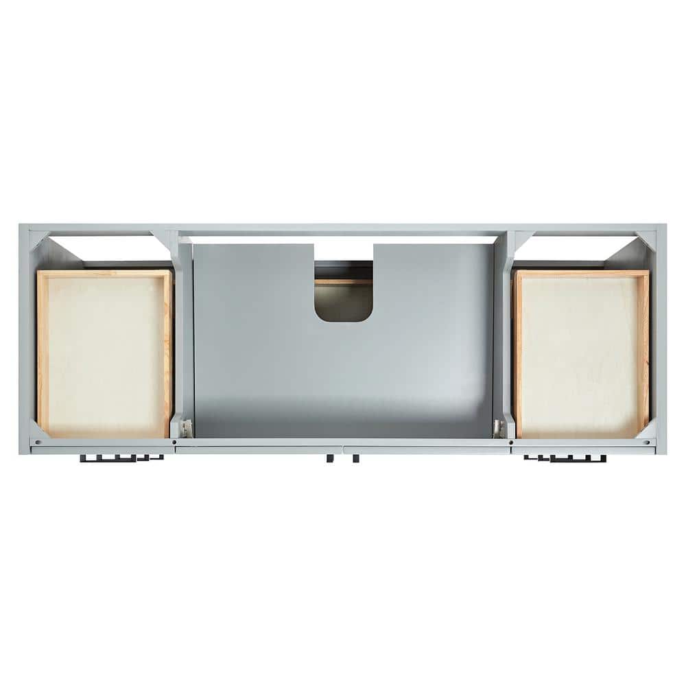 Gray Solid Wood Freestanding Single Sink Bathroom Vanity with Marble Top
