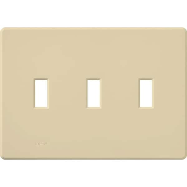 Lutron Fassada 3 Gang Toggle Switch Cover Plate for Dimmers and Switches, Ivory (FG-3-IV)
