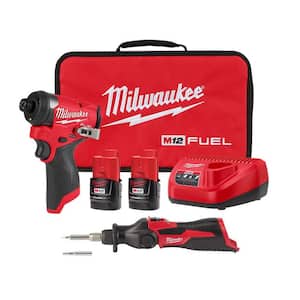 M12 FUEL 12-Volt Lithium-Ion Brushless Cordless 1/4 in. Hex Impact Driver Kit with M12 Soldering Iron