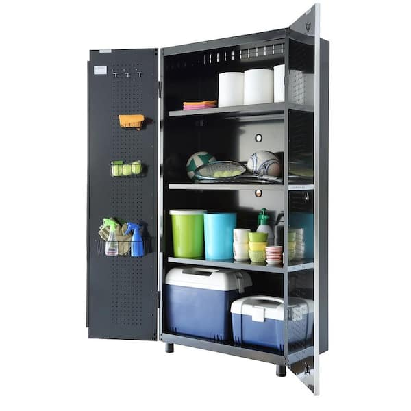 Husky 2 Pack Steel Shelf Set in Black 36 in. W x 15 in. D for Ready to Assemble 36 in. Freestanding Garage Cabinet G3600PS US