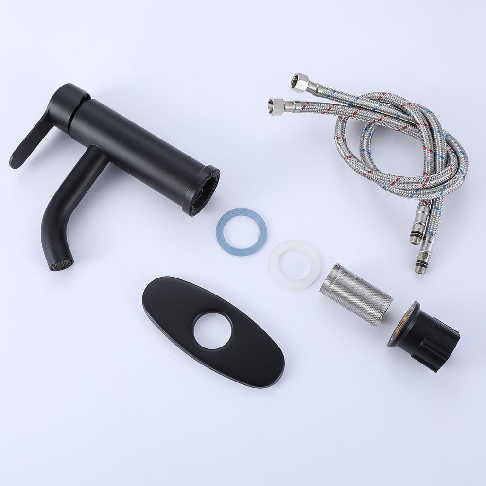 Matte Black Stainless Steel Single-Handle Bathroom Faucet