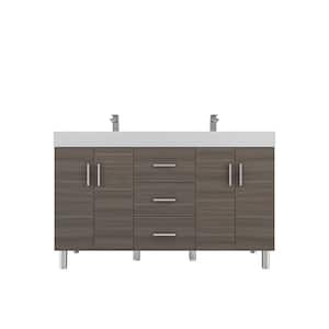 Ripley 59.10 in. W x 19.7 in. D x 36 in. H Double Bath Vanity in Gray with White Solid Surface Top