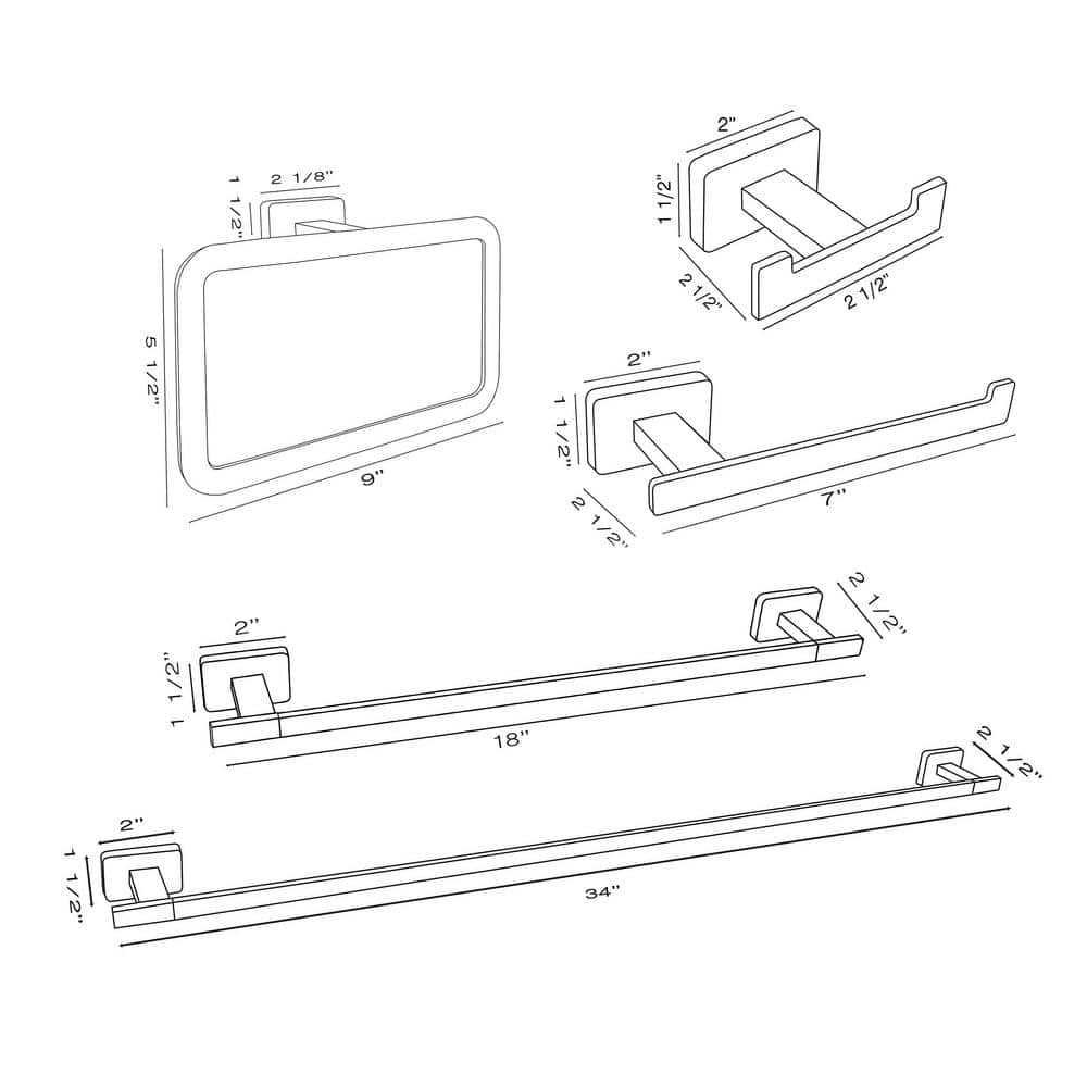 Chicago Black Metal 5-Piece Bathroom Hardware Set