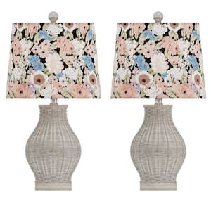Heideman 22 .5 in. Natural Color Indoor Table Lamp with Patterned Color Printed Linen Shade（2-Pack）