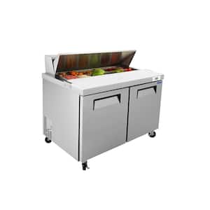 48 in. Commercial Refrigerator with Sandwich&Salad Prep Table and Butcher Block Cutting Board in Silver