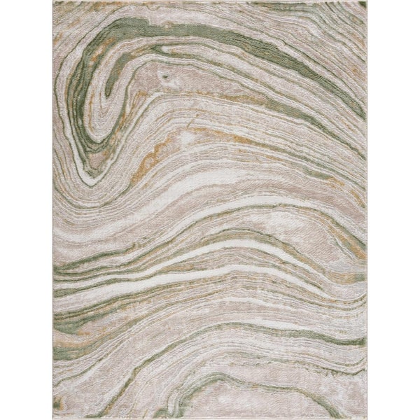 HAUTELOOM Liverpool 8 ft. X 10 ft. Cream/Green Area Rug