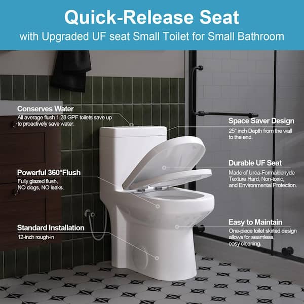 HOROW 1-piece 1.1 GPF/1.6 GPF Dual Flush Round Toilet in. White with  Durable Urea-formaldehyde Seat Included UB003U - The Home Depot