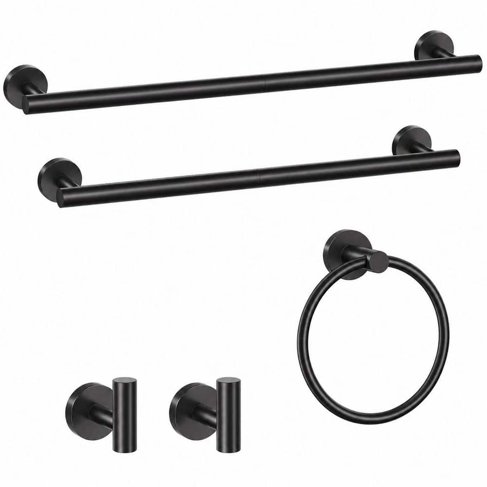 6-Piece Matte Black Stainless Steel Bathroom Hardware Set, 23.6 In Towel Bars, Towel Ring, Toilet Paper Holder and Hooks price history on PriceWatchPro