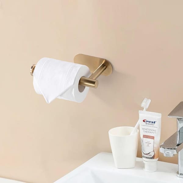 Satico Wall-Mount Single Post Toilet Paper Holder in Brushed Gold Stainless Steel