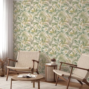 Havana Palm Tropical Green Removable Peel and Stick Wallpaper (Covered 28 sq. ft.)