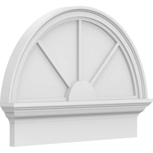 Ekena Millwork 2-3/4 in. x 26 in. x 19-3/4 in. Half Round 3-Spoke Architectural Grade PVC Combination Pediment Moulding