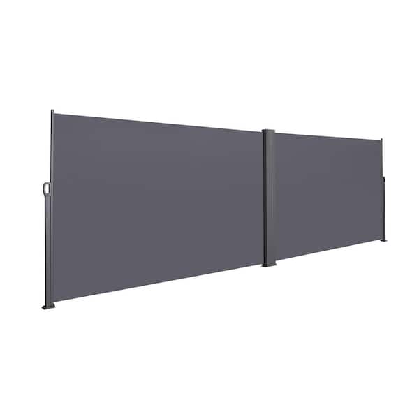 Unbranded 23 ft. x 6 ft. Gray Metal Premium Retractable Side Awning, UV-Resistant Privacy Screen with Rust-Resistant Frame