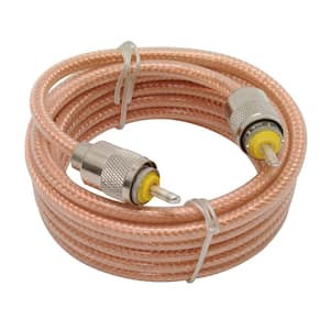 CB Antenna Mini-8 Coax Cable with PL-259 Connectors in Clear, 9 ft.