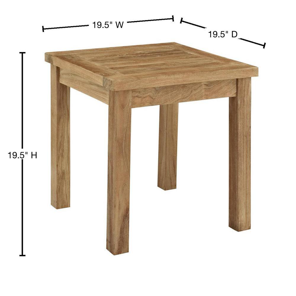 Marina Natural Teak Wood Outdoor Patio Side Table