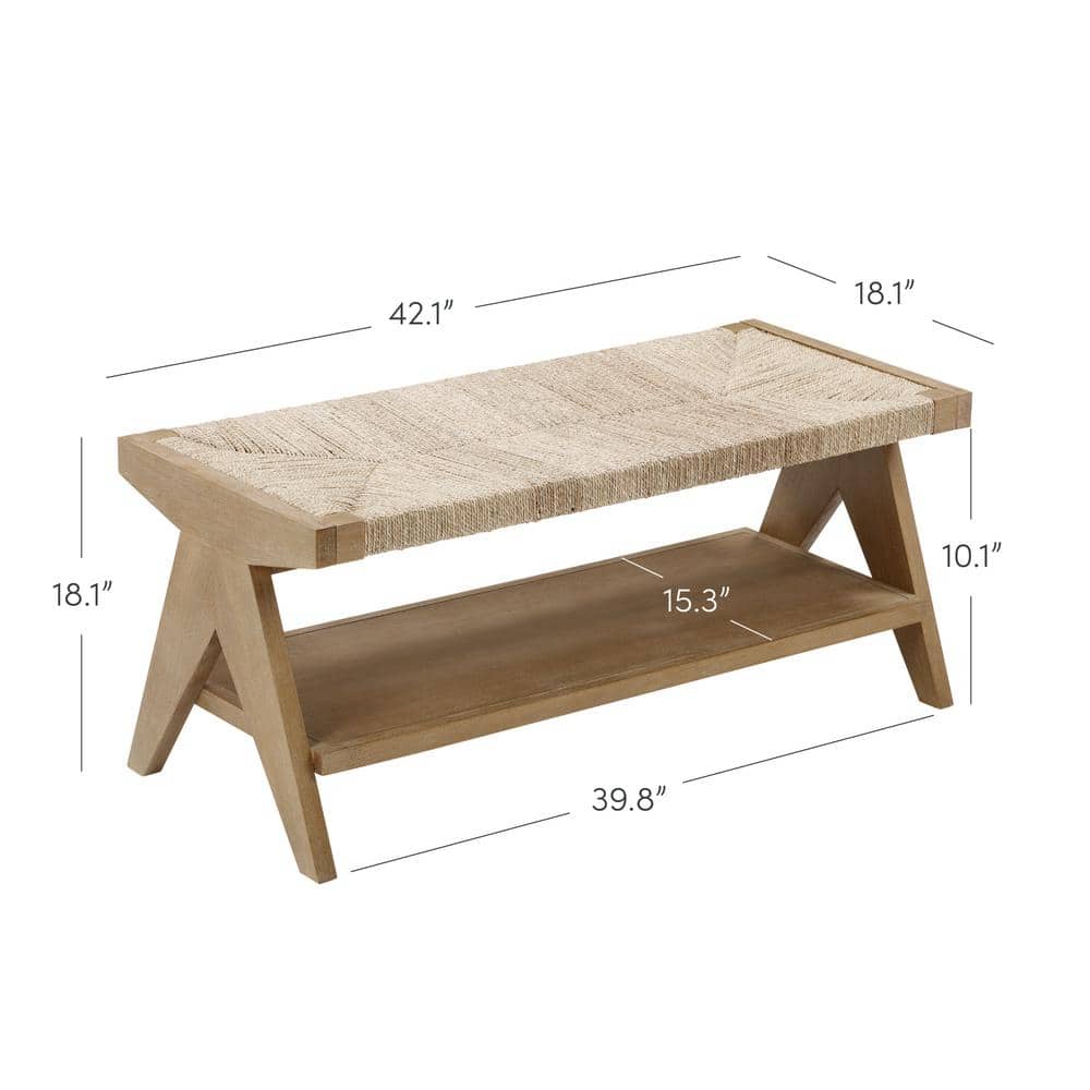 Beacon Light Brown Seagrass Bench with Storage