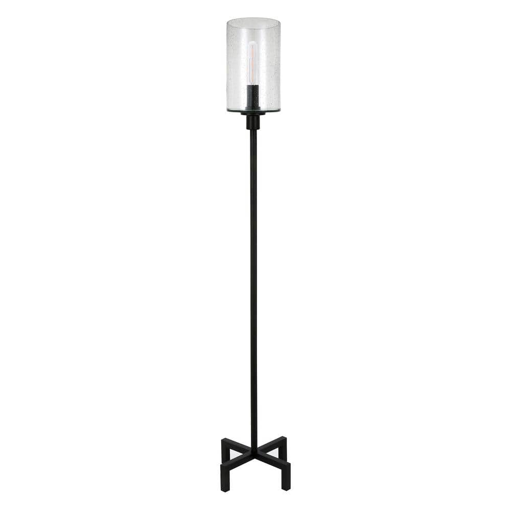 Panos 66" Industrial Bronze Floor Lamp with Seeded Glass Shade