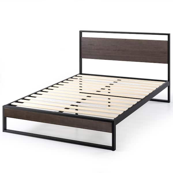 Zinus Suzanne Gray Wash Bamboo and Metal Frame Full Platform Bed