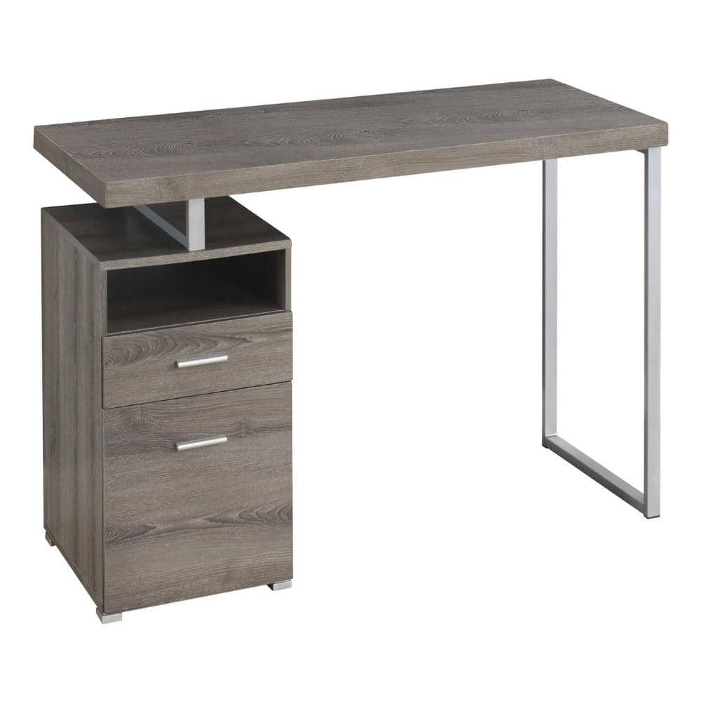 60 in. L x 23.75 in. D x 30 in. H Taupe Brown Wood-Look Computer Desk with File Drawer & Cubby, Reversible