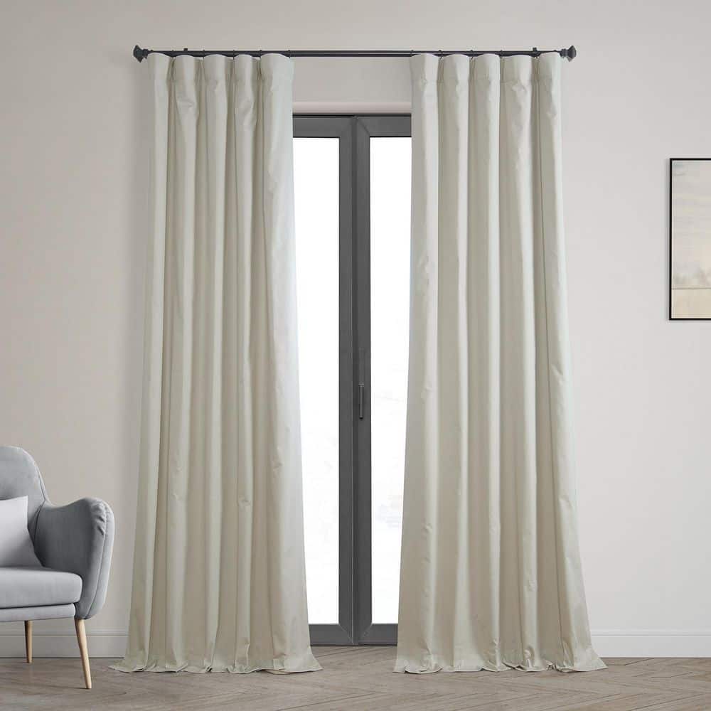 Light Greige Cotton Blackout Curtain Panel, 50W x 108L