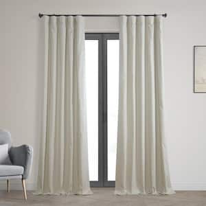 Light Greige Ivory Solid Cotton 50 in. W x 108 in. L Rod Pocket Blackout Curtains (Single Panel)
