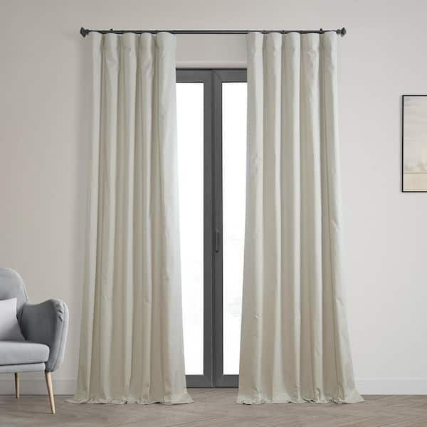 Exclusive Fabrics & Furnishings Light Greige Ivory Solid Cotton 50 in. W x 108 in. L Rod Pocket Blackout Curtains (Single Panel)