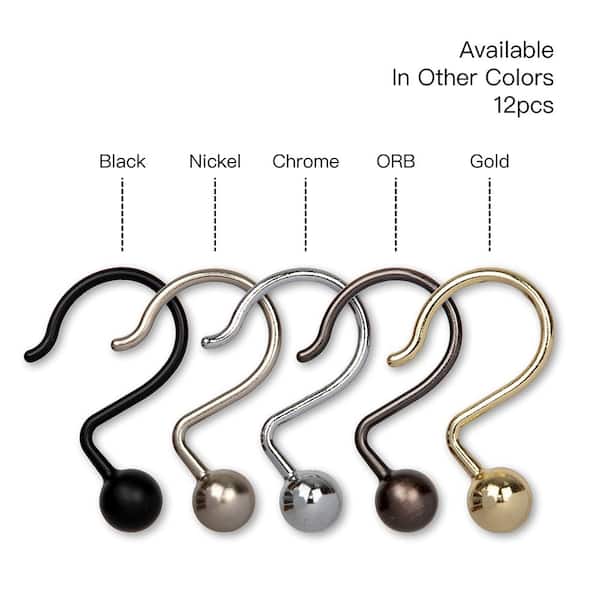 for Shower Rods Curtains Liners Black Ball 12Pcs Shower Curtain Ring Hooks 