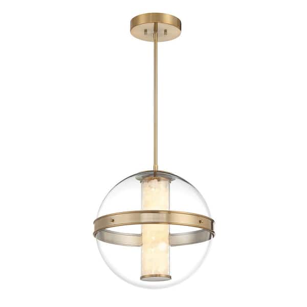 Minka Lavery Divinely 35-Watt 1-Light Celeste Brass Integrated LED Globe Pendant Light with Clear Glass Shade and No Bulbs Included