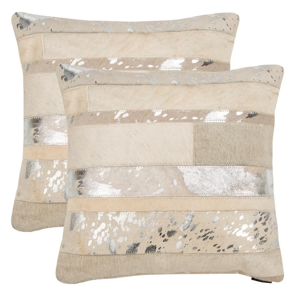 SAFAVIEH Peyton Silver 18 in. x 18 in. Throw Pillow Set of 2