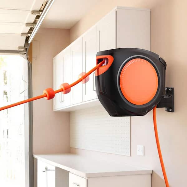 Retractable Air Hose Reel, 3/8 in. x 80 ft. Hybrid Air Hose Max 300 PSI, Enclosed Air-Compressor Hoses Reel Auto Rewind