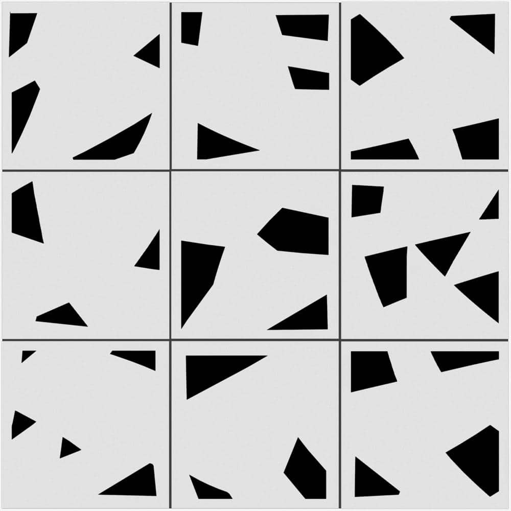 Kenzo 8" x 8" Black and White Porcelain Tile