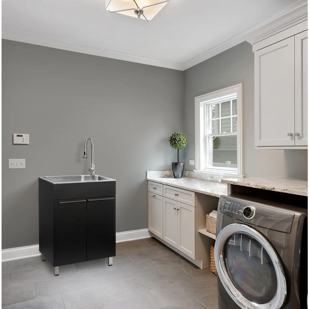 Black Stainless Steel Freestanding Laundry Sink with Faucet