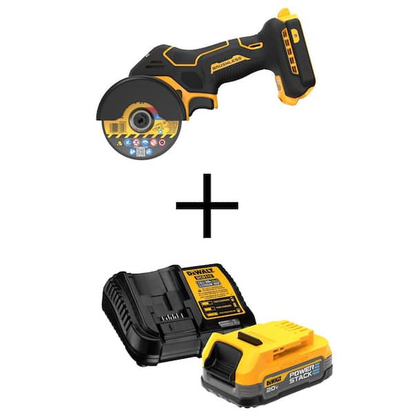 DEWALT 20V XR Cordless 3 in. Cut-Off Tool and 20V MAX POWERSTACK Compact Battery Starter Kit