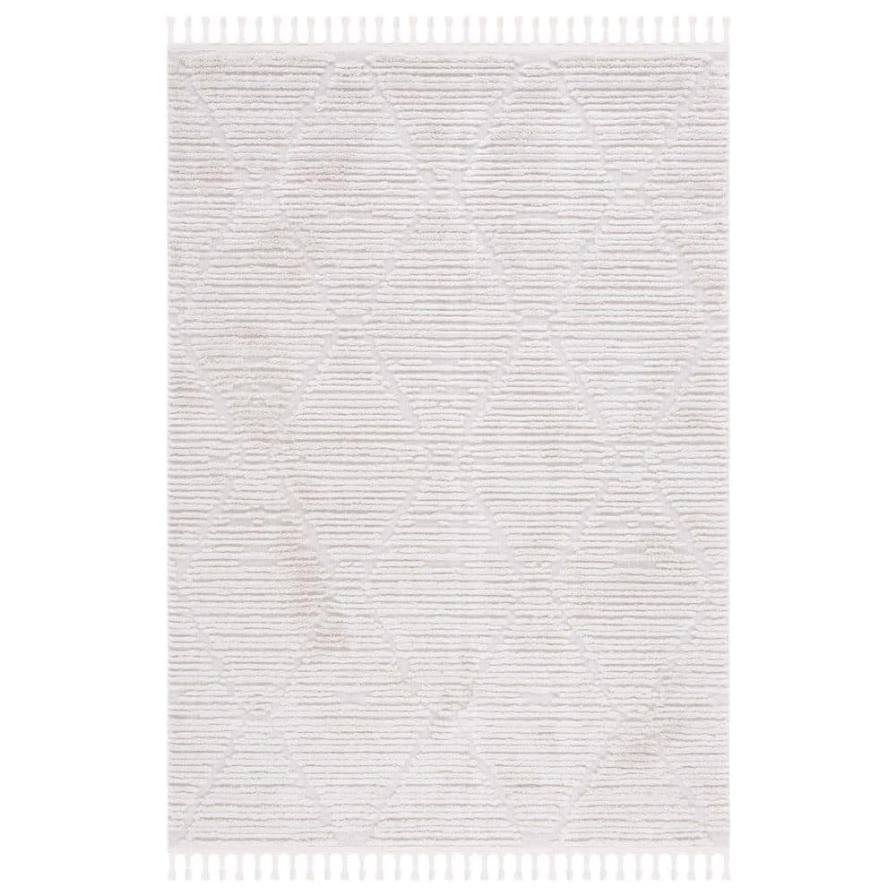 Beige Geometric Trellis Synthetic 9' x 12' Area Rug