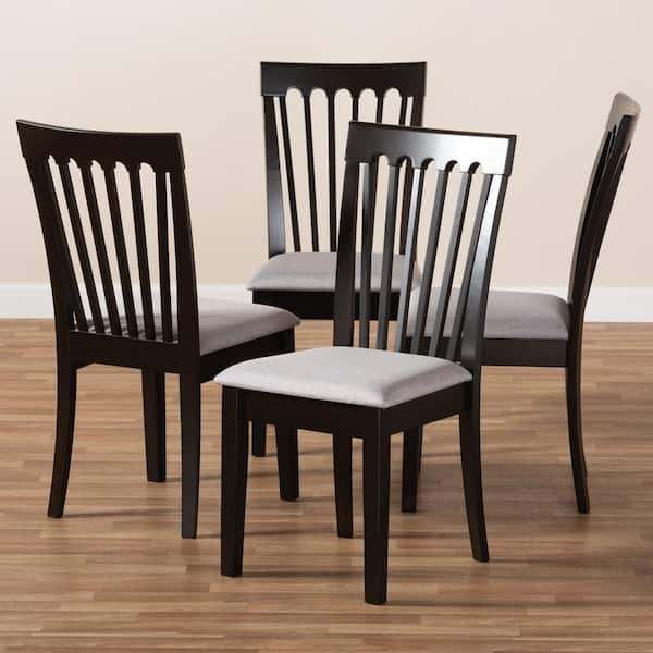 Baxton Studio Minette Gray and Espresso Fabric Dining Chair Set