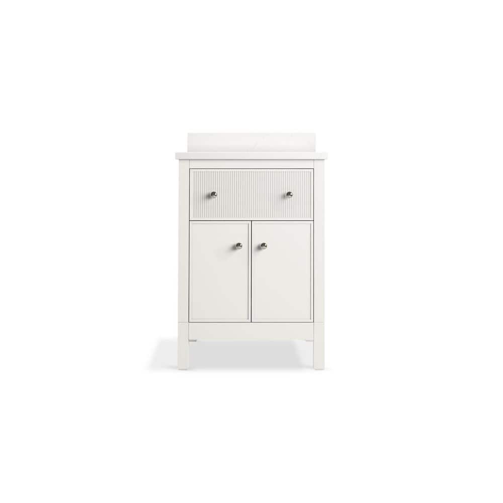 White Shaker Style 24" Bathroom Vanity with Quartz Top