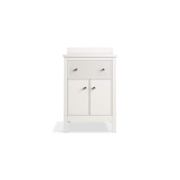 KOHLER Malin 25in. Single Sink Freestanding White Bath Vanity with White Quartz Top Assembled