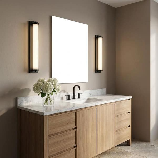 Weston 28 in. W x 4.25 in. H Midnight Black Bathroom LED Vanity Light with Ribbed Glass Lens