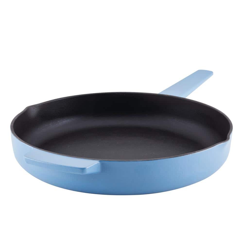 Cooking Pan Cast Iron Frying Pan with Removable Handle (blue