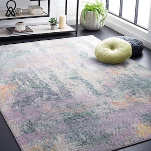 Sequoia Green/Purple 4 ft. x 6 ft. Machine Washable Distressed Abstract Area Rug