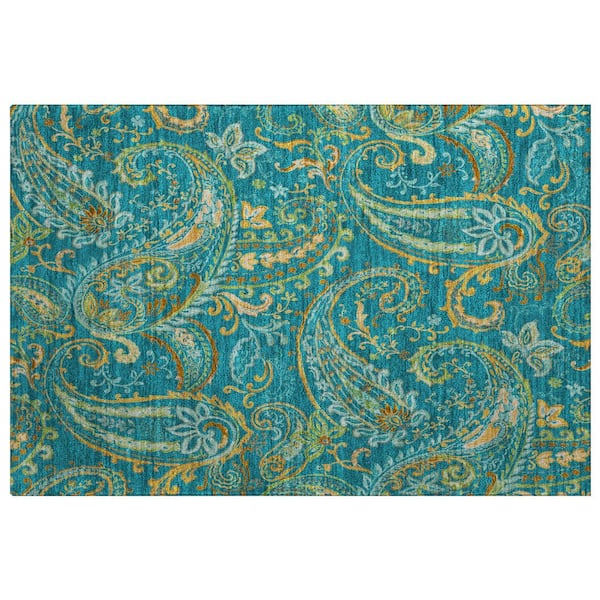 Dream Shag Premium Machine Washable Abstract ADS533 Teal 2 ft. x 3 ft. Accent Rug