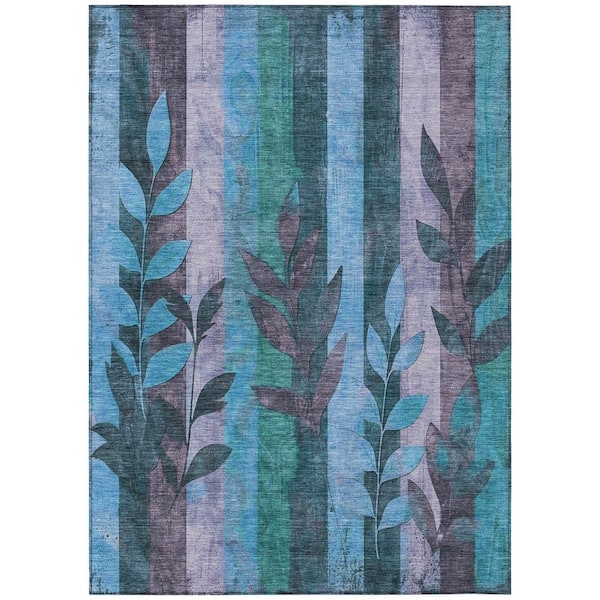 Chantille Machine Washable Indoor/Outdoor Abstract ACN1871 Denim 9 ft. x 12 ft. Accent Rug