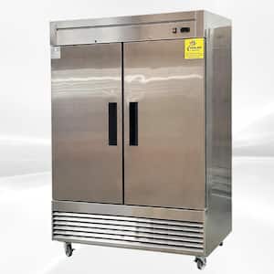 54 in. 48 cu.ft. Auto Defrost Two Door Commercial Reach In Upright Freezer in Stainless Steel