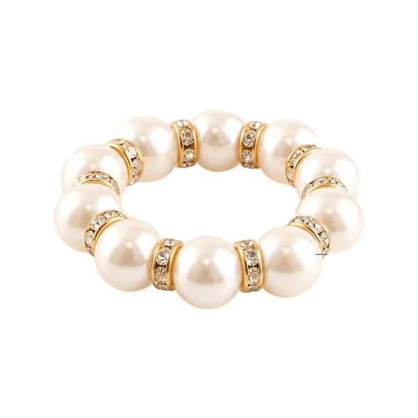 100-Piece Gold Disposable Napkin Rings, White and Gold Beaded Serviette Buckles for Wedding and Party