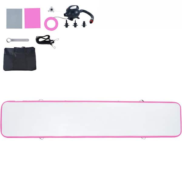 Gymnastics Air Mat,4in. Thickness Inflatable Gymnastics Tumbling Mat,Tumble Track with Electric Pump,Training Mats Pink