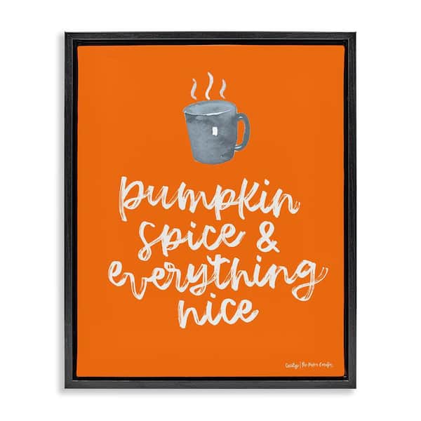 Stupell Industries Pumpkin Spice Steaming Coffee Mug Fall by Cecily Moore Black Floater Frame Graphic Food Art Print 31 in. x 25 in.
