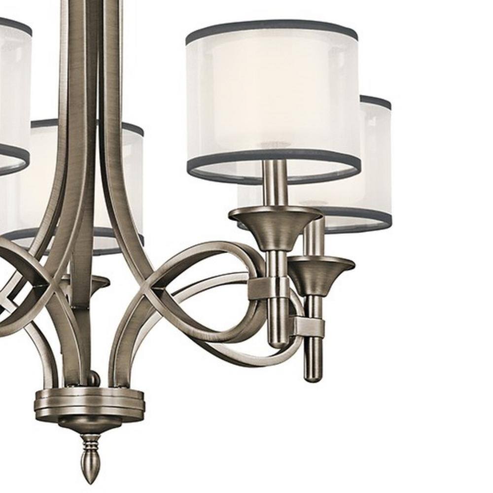 Antique Pewter 5-Light Chandelier with Satin Etched Glass
