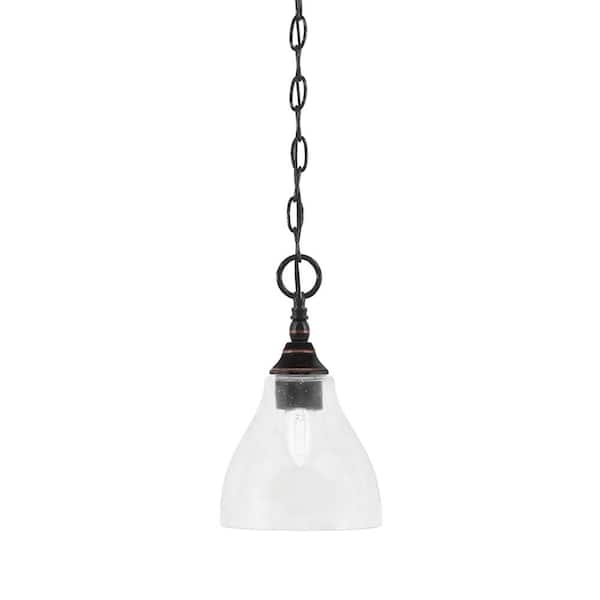Unbranded Elva 100-Watt 1-Light Black Copper Shaded Pendant Light with 6.25 in. Clear Bubble Glass Shade, No bulb included