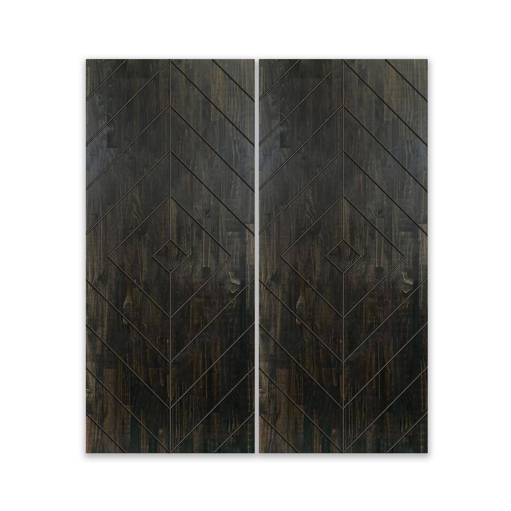 84 in. x 80 in. Hollow Core Charcoal Black Stained Pine Wood Interior Double Sliding Closet Doors price history on PriceWatchPro